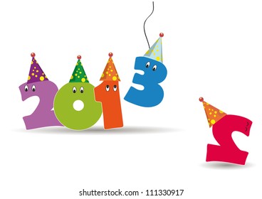 Cute card on New Year 2013 with funny numbers