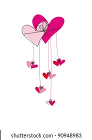Cute card on special day with hearts