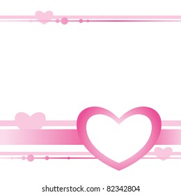 cute card with pink heart on white background