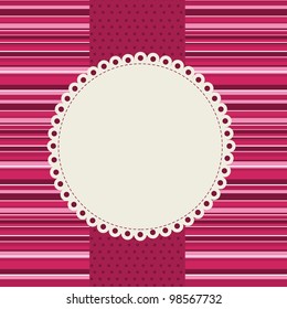 cute card with pink stripes background. vector illustration
