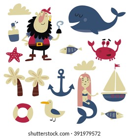 Cute card with pirates