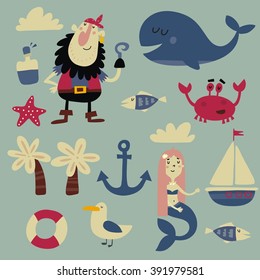 Cute card with pirates