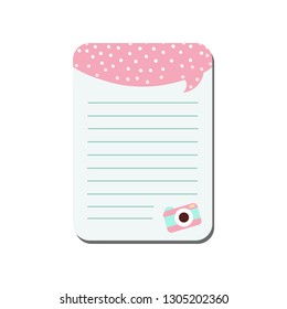 Cute Card with Place for Notes, Trendy Lined Template Can Be Used for Photo Album, Calendar Daily Planner, Note Paper Vector Illustration