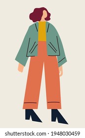 Cute card. Pretty girl in a stylish way . Flat illustration. Design for poster, card, invitation, placard, brochure, flyer, web.