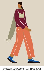 Cute card. Pretty girl in a stylish way . Flat illustration. Design for poster, card, invitation, placard, brochure, flyer, web.