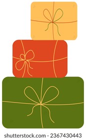 Cute card with pyramid gift boxes. Gift boxes