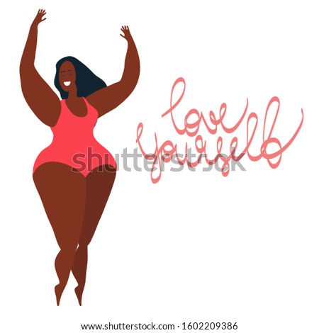 Cute card. Self-acceptance challenges. I love yourself. Flat illustration. 
Transparent background