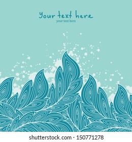 Cute card with stylized feathers