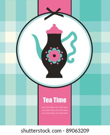 cute card with teapot. vector illustration