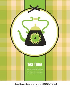 cute card with teapot. vector illustration