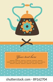 cute card with teapot. vector illustration