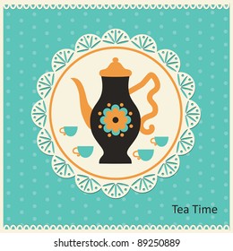 cute card with teapot. vector illustration