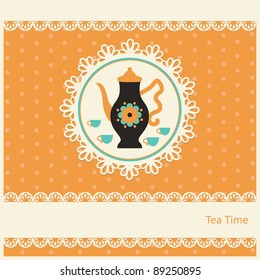 cute card with teapot. vector illustration