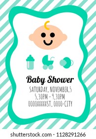 Cute card template of a baby shower invitation