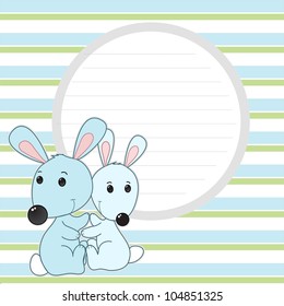 cute card with two hugging bunnies