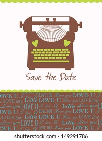 cute card with typewriter. vector illustration