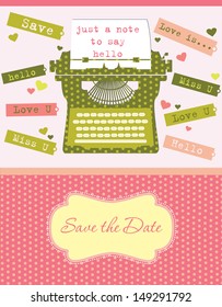 cute card with typewriter. vector illustration