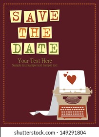 cute card with typewriter. vector illustration