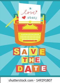 cute card with typewriter. vector illustration