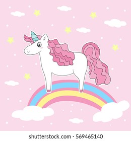 Cute card with unicorn