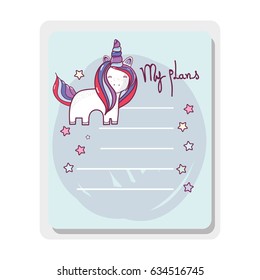 cute card unicorn with mane long