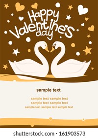 Cute Card Valentine's Day with a pair of swans