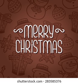 cute card. vector card with text and ornate outline doodle seamless pattern on background