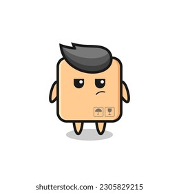 cute cardboard box character with suspicious expression , cute style design for t shirt, sticker, logo element