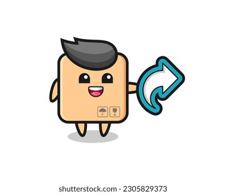 cute cardboard box hold social media share symbol , cute style design for t shirt, sticker, logo element