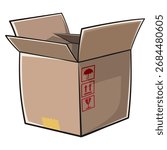 cute cardboard box vector illustration isolated, work of hand drawn