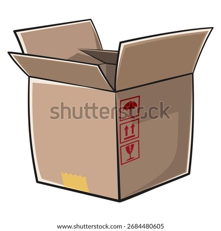 cute cardboard box vector illustration isolated, work of hand drawn