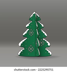 Escena de cartón cúbico árbol de Navidad - ilustración vectorial