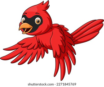 Cute cardinal bird cartoon on white background