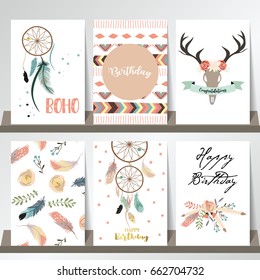 cute cards for banners,Flyers,Placards with feather,flower and wild