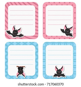Cute cards with bat on white background