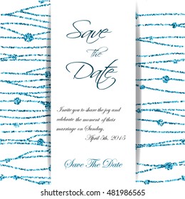 Cute cards with blueConfetti glitter. Perfect for valentines day, birthday, save the date invitation. Vector