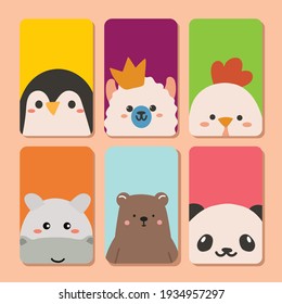 cute cards with cartoon animals. cards for invitation, kids, school.