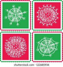 cute cards for Christmas or New Year with snowflakes