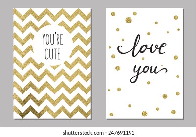 Cute cards with gold Confetti glitter