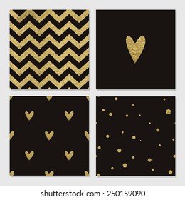 Cute cards with gold Confetti glitter collection. Perfect for valentines day, birthday, save the date invitation. Could use as seamless pattern