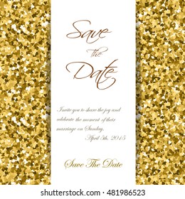 Cute cards with gold Confetti glitter. Perfect for valentines day, birthday, save the date invitation. Vector