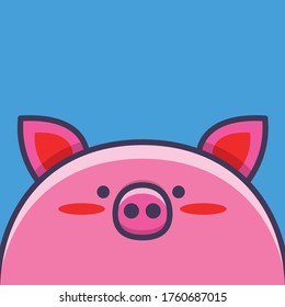 cute cards with cute Pig cartoon animals  vector illustration