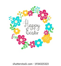 Cute Karten oder Plakate mit Ostergruß in Blumenkur. Ideal für Grußkarten, Innenplakate, Fensterdekorationen, Kleidung. Für Banner, Flyer, Webseiten, Posts. 