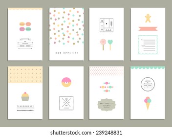 Cute cards with sweets. 