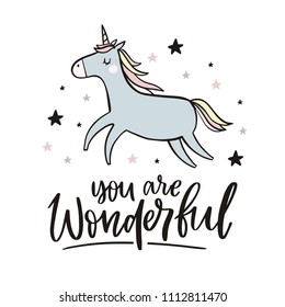 Cute cards with Unicorn lettering