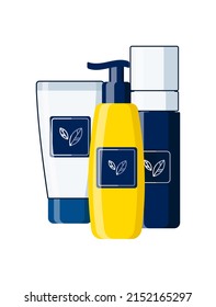 El cuidado de los cosméticos de fondo. Diseño plano.