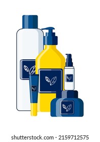 El cuidado de los cosméticos de fondo. Diseño plano.