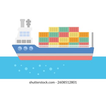 Cute cargo ship illustration material