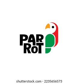 Cute caribbean parrot vector logo on white background