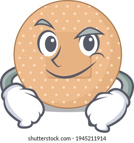 A cute caricature picture of rounded bandage having confident gesture. Vector illustration